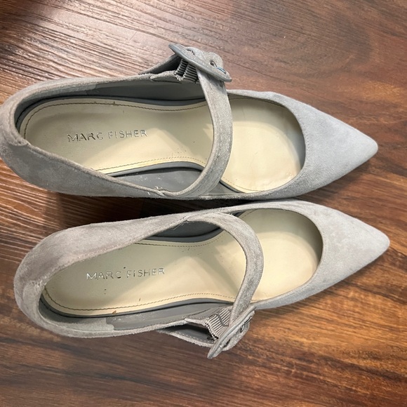 Marc Fisher Grey Suede Mary Jane Pumps w/ Buckle Closure - Picture 7 of 8